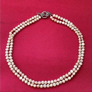 Vintage baby baroque pearls necklace with 925 sterling silver clasp